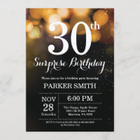 Glitter Dourado de Convite para aniversário de 30