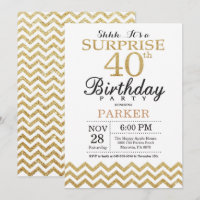 Glitter Dourado de Convite para aniversário de 40