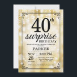 Glitter Dourado de Convite para aniversário de 40<br><div class="desc">Surpreenda o aniversário de 40 anos Invitation com luzes de sequência Douradas com fundo de luz Dourada. Dourado Aniversário. Aniversário Adulto. Homens ou Mulheres no Dia Convidam. 13 15 16º 18º 20 21rua 30 40º 50º 60º 80 de 70 100º, qualquer idade. Para mais personalização, clique no botão "Personalizar" e...</div>