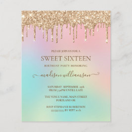 Glitter Dourado e Rainbow Sweet 16