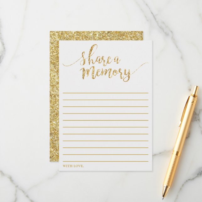Glitter Dourado Elegante Compartilha Um Cartão De  (Frente/Verso In Situ)