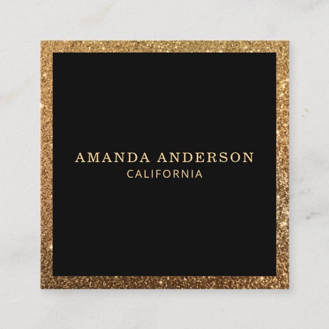 Glitter Dourado Elegante Na moda Faux| Cartão de v (Frente)