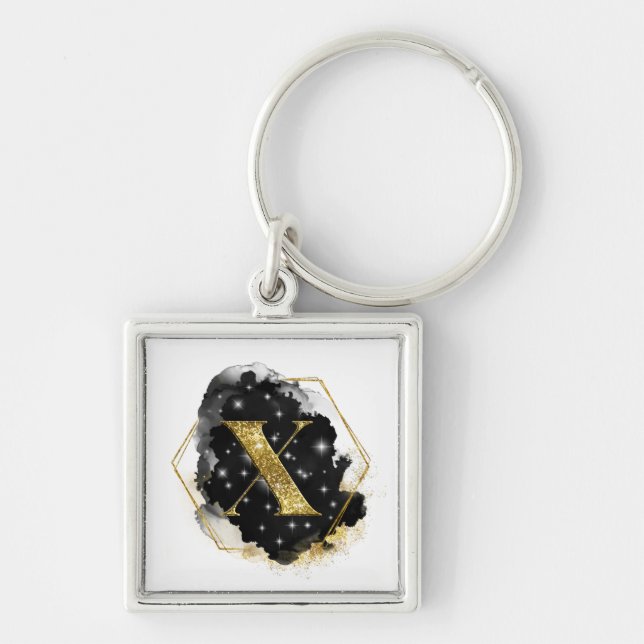 Glitter Dourado Glam X Monograma Chaveiro (Frente)