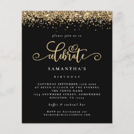 Glitter Dourado Orçamento Celebra Aniversário Negr