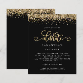 Glitter Dourado Orçamento Celebra Aniversário Negr