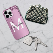 Glitter Dripe Rosa Blush Girly Pink Nome do Monogr