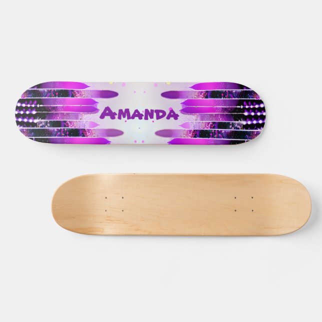 Glitter Drivers Girly Name Personalised Skateboard (Horz)