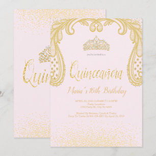 Glitter e Lace Dourados, Convites para Quinceañer