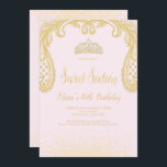 Glitter e renda do ouro, 16 Convites Doce<br><div class="desc">Dourada Glitter & Lace, Doce 16 Convites. Projetado com brilho dourado, rendas e uma coroa cintilante dourada para um doce glamouroso dezesseis anos. Feita para ser especial para adolescentes, este convite de 16 anos de brilho rosa será uma apresentação fabulosa para o seu dia especial. Estão disponíveis mais dezesseis fontes...</div>