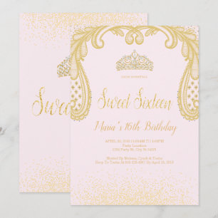 Glitter e renda do ouro, 16 Convites Doce