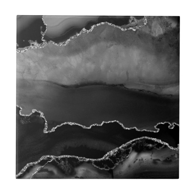 Glitter Elegante de Prata Elegante Preto (Frente)