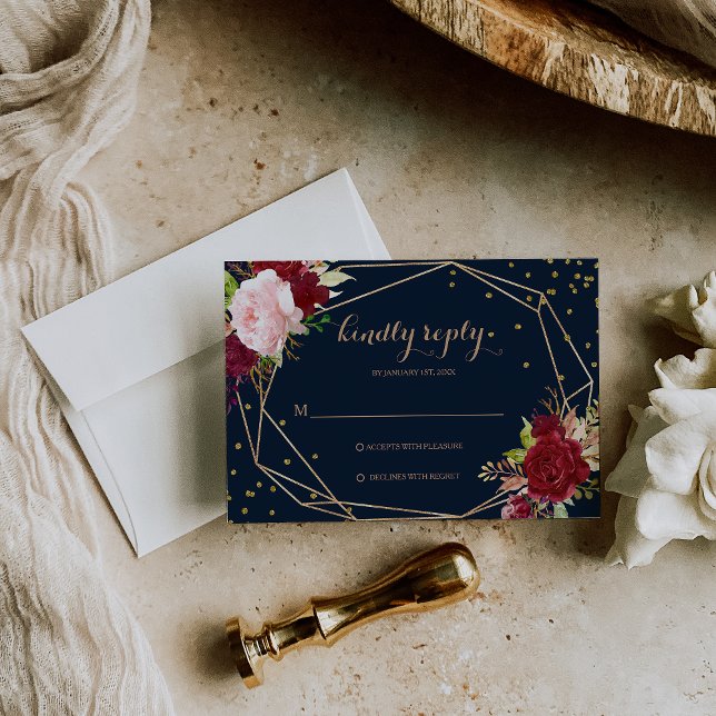 Glitter geométrico Dourado e Cartão Rsvp Tropical  (Criador carregado)