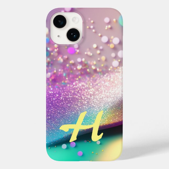 Glitter Holográfico do Arco-Íris Monograma (Verso)