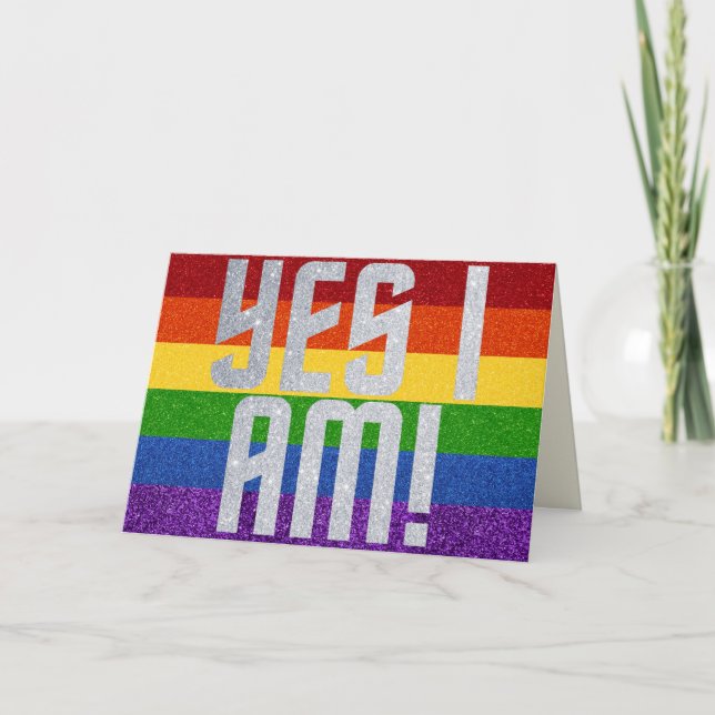 Glitter LGBT Sim Eu Sou! Cartão de Saída (Frente)