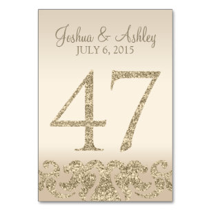Glitter Look Wedding Table Number - Cartão de Mesa