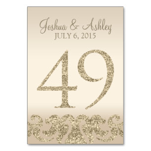 Glitter Look Wedding Table Number - Cartão de Mesa