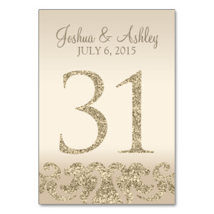 Glitter Look Wedding Table Number - Cartão de Mesa