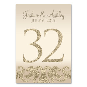 Glitter Look Wedding Table Number - Cartão de Mesa