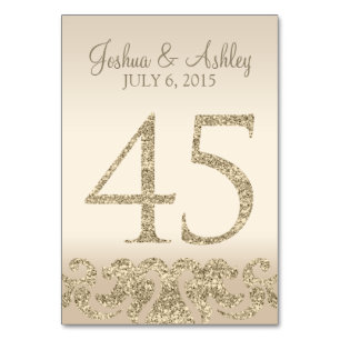 Glitter Look Wedding Table Number - Cartão de Mesa