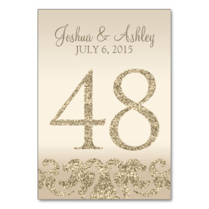 Glitter Look Wedding Table Number - Cartão de Mesa