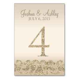 Glitter Look Wedding Table Number - Cartão de Mesa