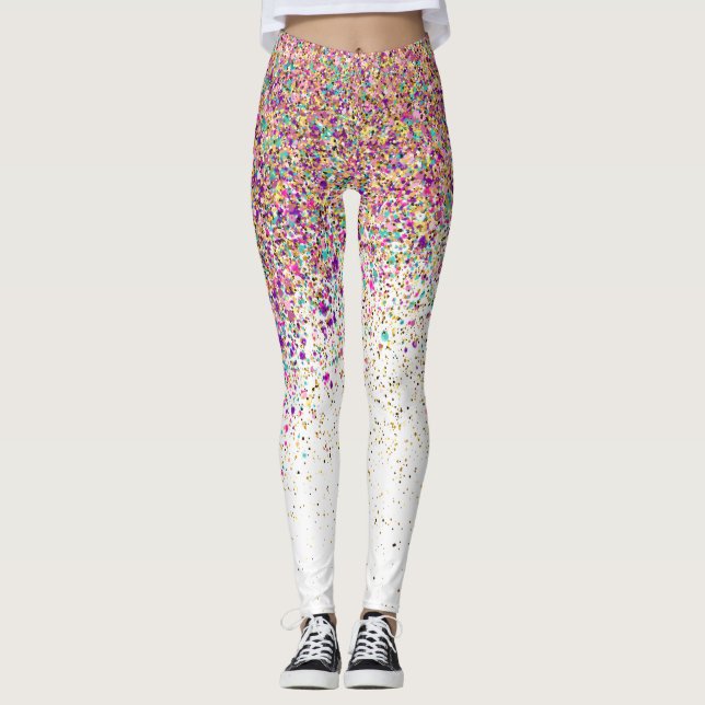 Glitter Moderno do Arco-Íris Esmaga Leggings Prese (Frente)