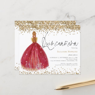 Glitter Orçamental Burgundy Gown Quinceanera Convi