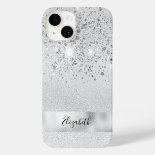 Glitter prata brilha nome script na moda