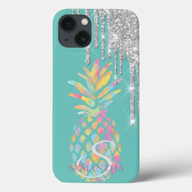 Glitter prateado pineapple verde (Verso)