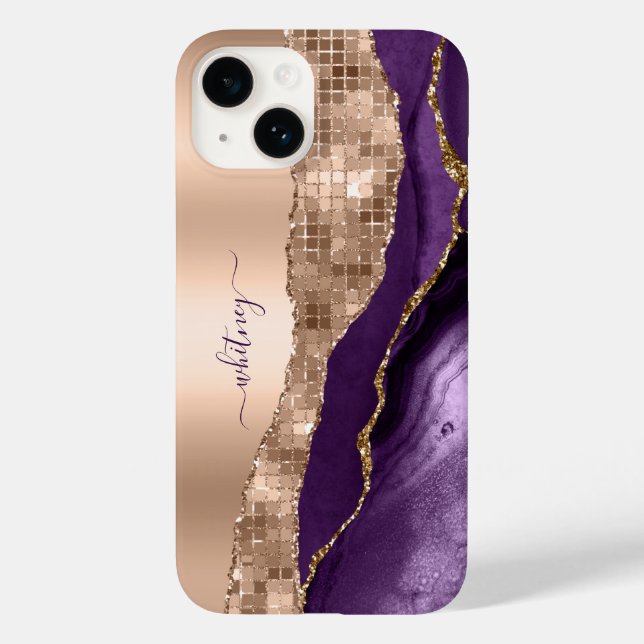 Glitter Rosa Dourado Agate Roxo Marble (Verso)