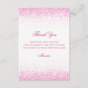Glitter Rosa Obrigado Cartões