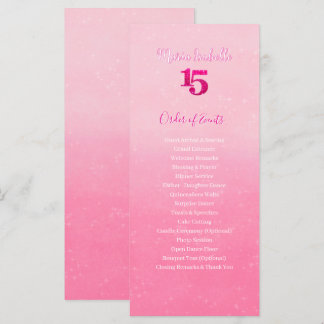 Glitter Rosa Ordem de Eventos da Quinceñera
