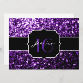 Glitter roxo brilha doce 16 Convite
