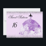 Glitter Roxo Doce 16 Convite<br><div class="desc">Palhaça Roxa de Silver Glitter 16 convite Glitter Elegante Vestido Glitter Ver coleção correspondente em Niche e Nest Store</div>