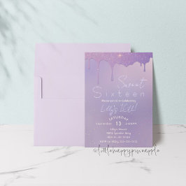 Glitter Roxo Doce 16 Convite de Aniversário