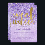 Glitter Roxo e Dourado Doce 16 Convites de festas<br><div class="desc">Brilho Roxo e Dourado Doce 16 Convites de Aniversário. Projetado com realces de cor roxa, brilho e folha de ouro falso, este divertido e vibrante convite de festas 16 é uma escolha excelente para a doce festa de 16 anos da sua filha. Feita para ser especial para adolescentes, este doce...</div>