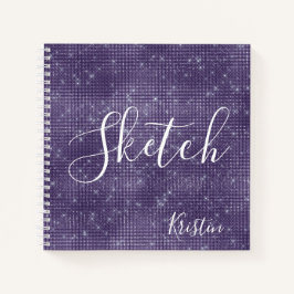Glitter Roxo Elegante Script Seu Nome Sketchbook
