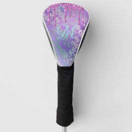 Glitter Roxo, Monograma, Cobrir De Cabeça De Golfe