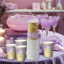 Glitter roxo na Quinceañera Dourada