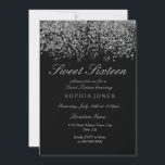 Glitter Silver Confetti Black Sweet 16 Convite<br><div class="desc">Glitter Silver Confetti Black Sweet 16 Convite Bela Falso Dourado Convite Confetti. Coleção em Niche e Nest. Design cortesia do Studio Denmark</div>