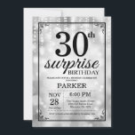 Glitter Silver de Convite para aniversário de 30 a<br><div class="desc">Convite para aniversário de 30 anos surpresa com luzes de cordas prateadas com fundo de brilho prateado. Aniversário de Prata. Aniversário Adulto. Homens ou Mulheres no Dia Convidam. 13 15 16º 18º 20 21 rua 30 40º 50º 80 de 60º 70 de 100º, qualquer idade. Para mais personalização, clique no...</div>