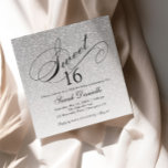 Glitter Silver Glam Sweet 16 Quadrado Convite<br><div class="desc">Este belo convite apresenta falhas de brilho ombre e seu texto personalizado. Use o modelo para adicionar suas informações. Altere a fonte ou adicione mais texto usando o recurso Personalizar.</div>
