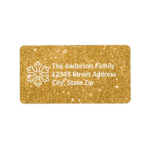Glitter Snowflake Dourado - Etiqueta de Endereço