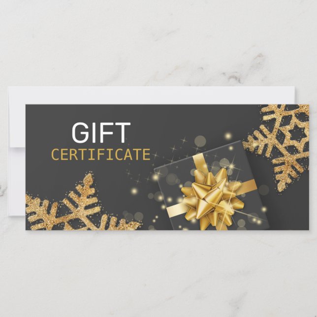 Glitter Snowflakes Dourado Caixa de Presente Preta (Frente)