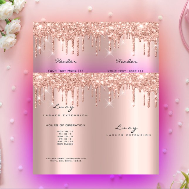 Glitter Spark Makeup Ocular Preços Folheto Rosa (Spark Glitter Makeup Eye Lash Prices Leaflet Rose Flyer)