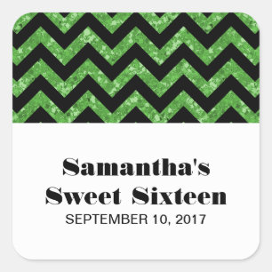 Glitter Verde Chevron Doce 16 Adesivos