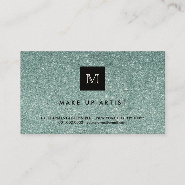 Glitter Verde Espalha Cartão de visita de Quic Mod (Frente)