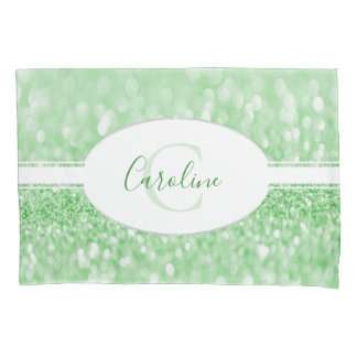 Glitter Verde Personalizar Caso do Travesseiro
