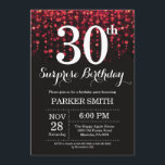 Glitter Vermelho de Convite para aniversário de 30<br><div class="desc">Surpresa aniversário de 30 anos Invitation com luzes de cordas vermelhas com fundo vermelho brilhante. Aniversário Vermelho. Aniversário Adulto. Homens ou Mulheres no Dia Convidam. 13 15 16º 18º 20 21rua 30 40º 50º 60º 80 de 70 100º, qualquer idade. Para mais personalização, clique no botão "Personalizar" e use nossa...</div>