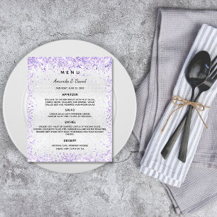 Glitter violeta roxa prateada do Menu Casamento